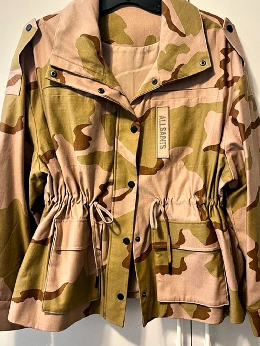 AllSaints Clay Camo Patch Jacket Brown & Green
